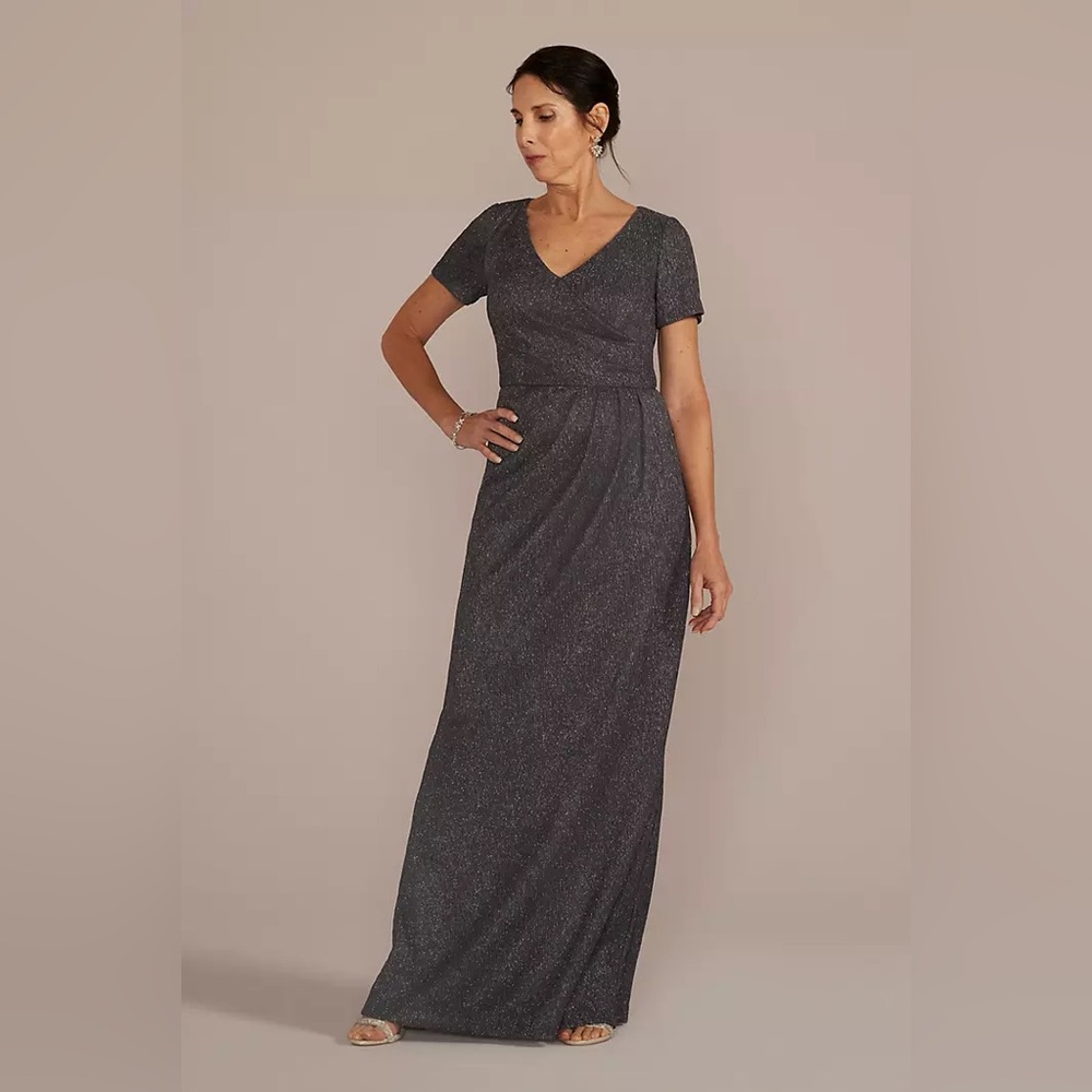 Oleg Cassini Grey Glitter Mother of the Bride Dress